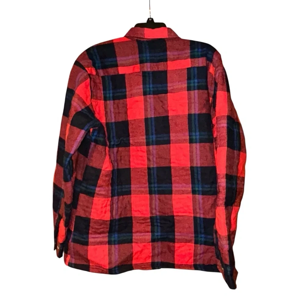 Midwest Clothing Mens Flannel Shacket Shirt Jacket Red Plaid 16-16½‎ Large Vtg